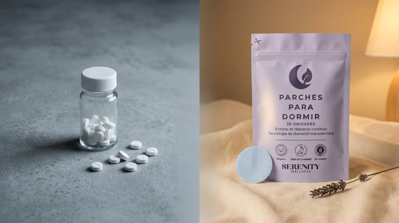 Comparación visual: pastillas vs parche Serenity